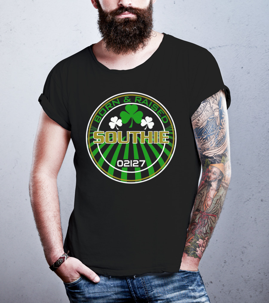Born And Raised Southie 02127 Clover Back T-Shirt