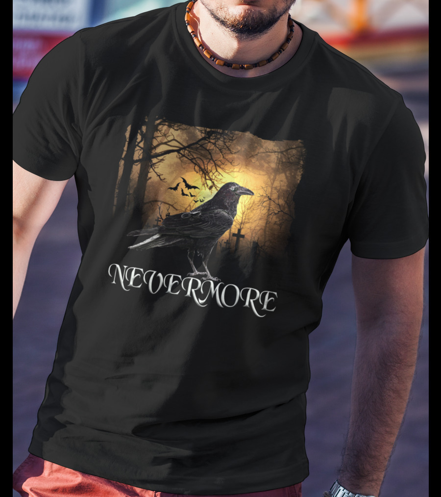 Nevermore Raven Spooky Creepy Edgar Allan Poe T-Shirt