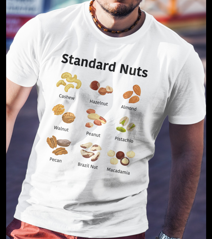 Standard Nuts Youth Cashew Hazelnut Almond Walnut Peanut Pistachio Pecan Brazil Nut Macadamia Lots Of Colors T-Shirt