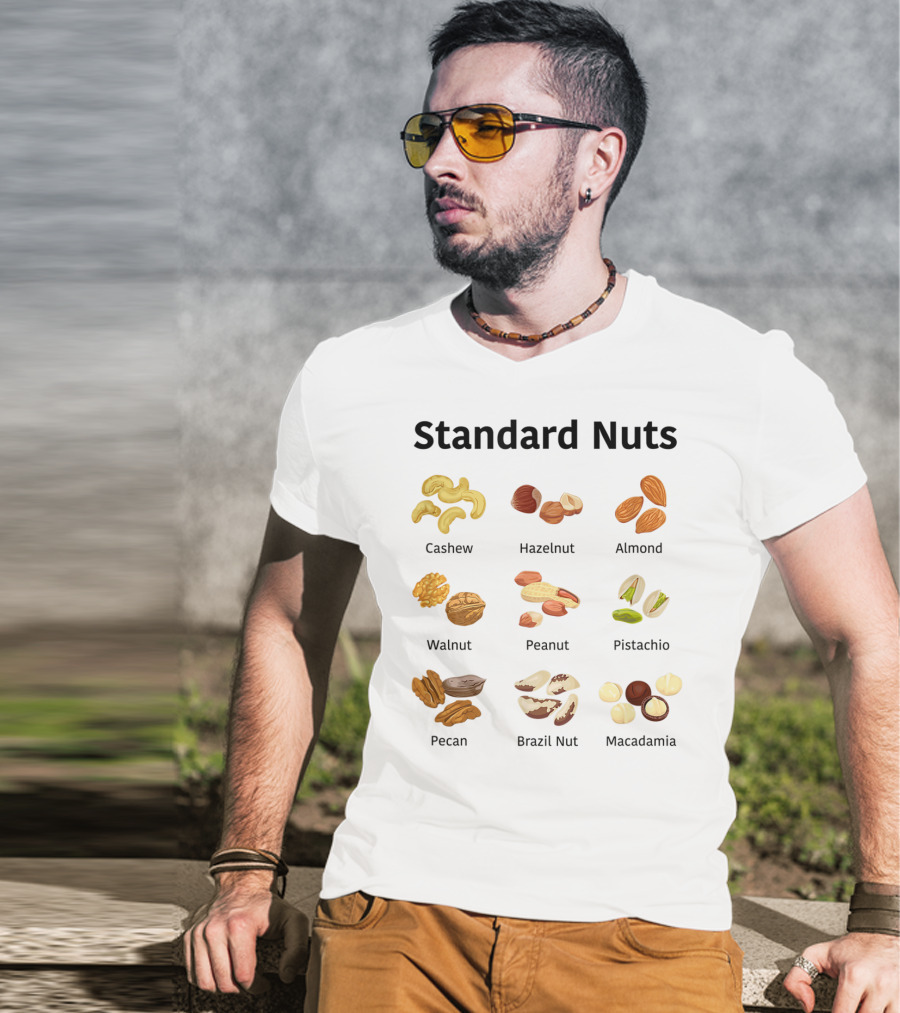 Standard Nuts Youth Cashew Hazelnut Almond Walnut Peanut Pistachio Pecan Brazil Nut Macadamia Lots Of Colors T-Shirt