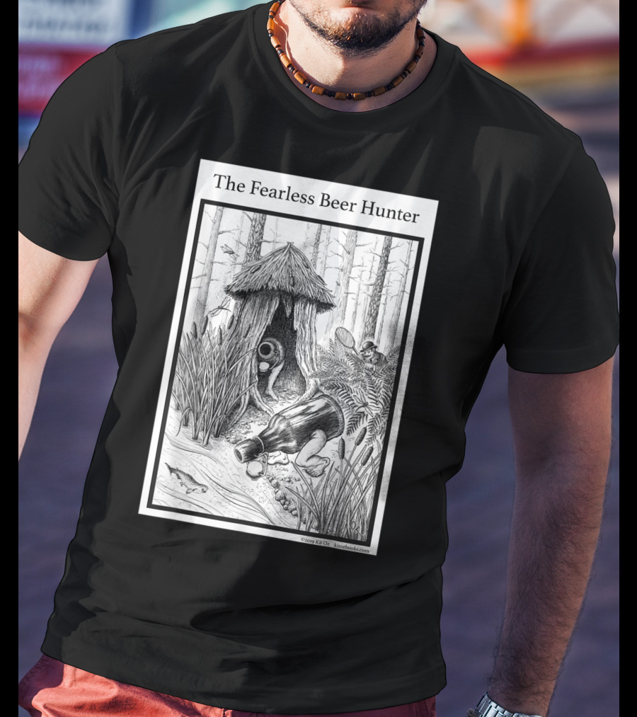 The Fearless Beer Hunter Forest Adventure Hut Scene T-Shirt
