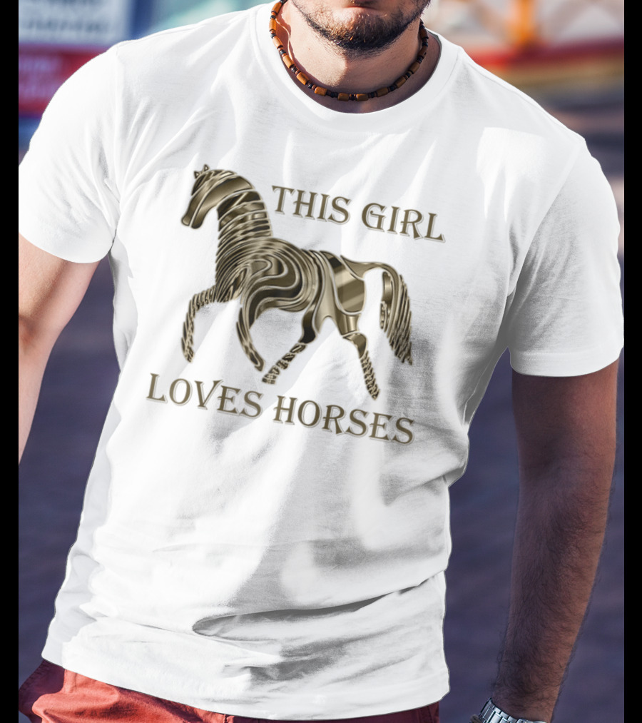 This Girl Loves Horses 3D Metallic Horse T-Shirt