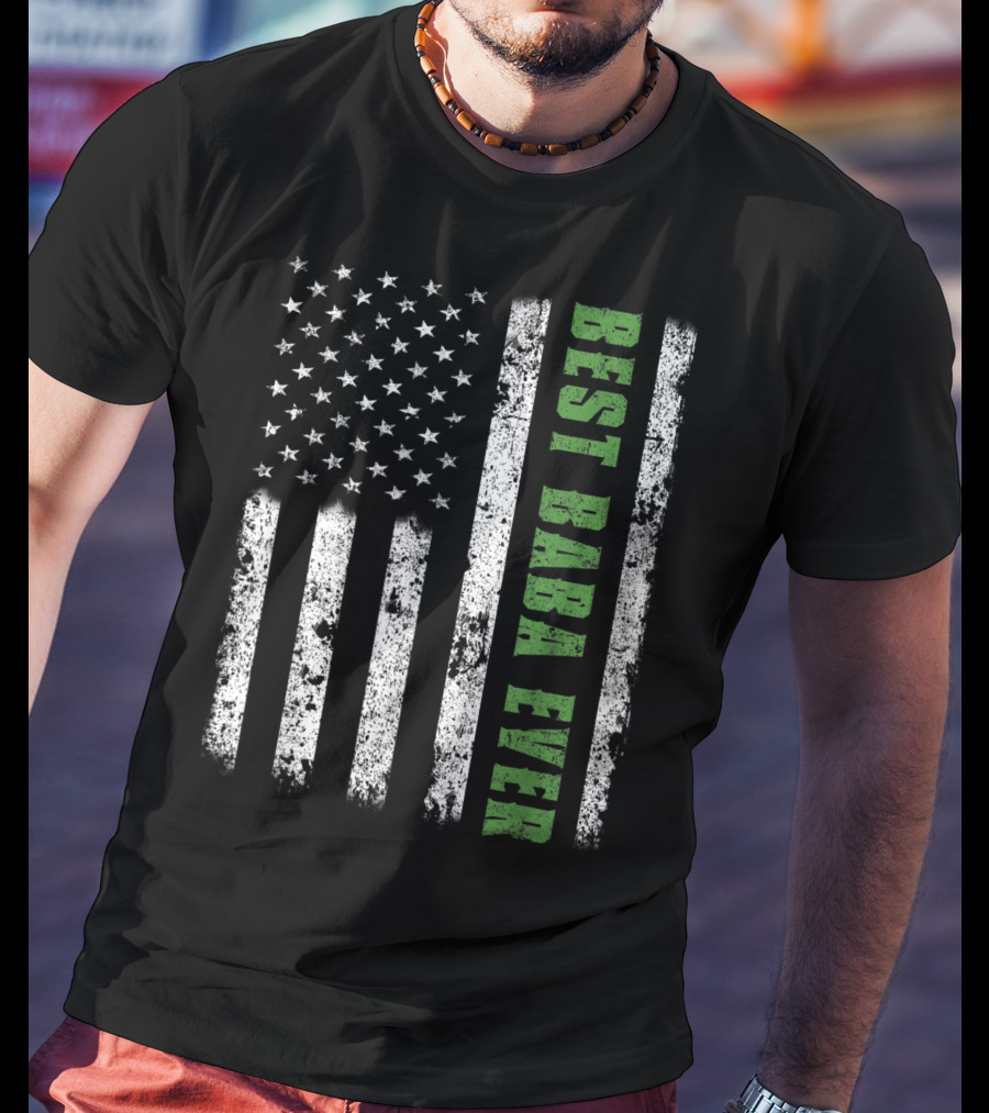 Best Baba Ever American Flag Papa Father USA T-Shirt