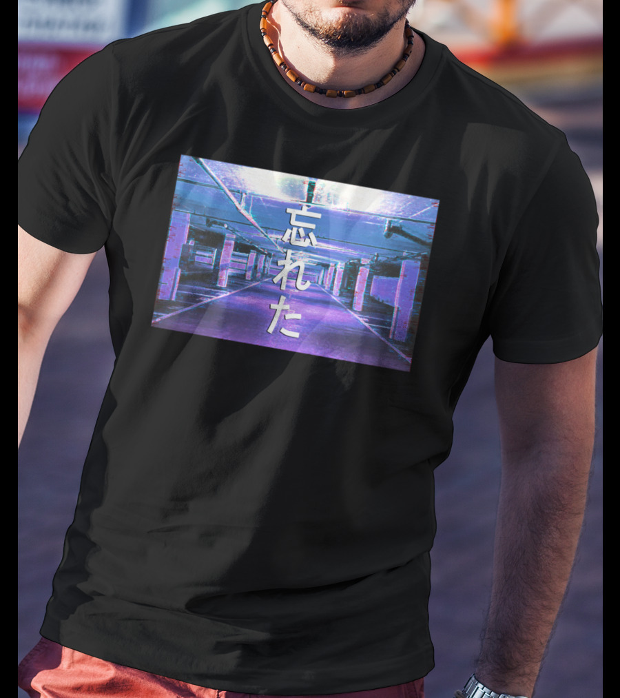 Forgotten Vaporwave Aesthetic Underground Parking Scene Japanese Text T-Shirt