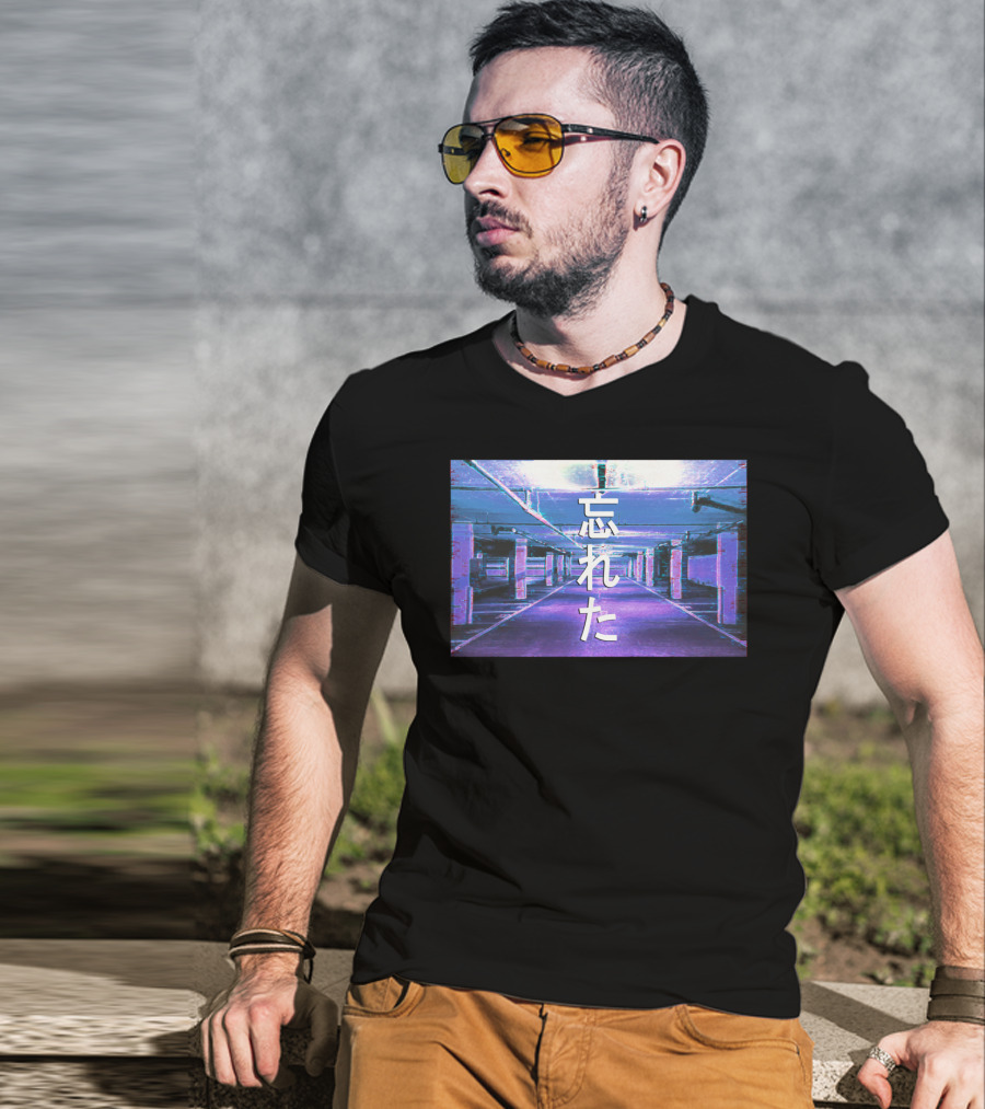 Forgotten Vaporwave Aesthetic Underground Parking Scene Japanese Text T-Shirt