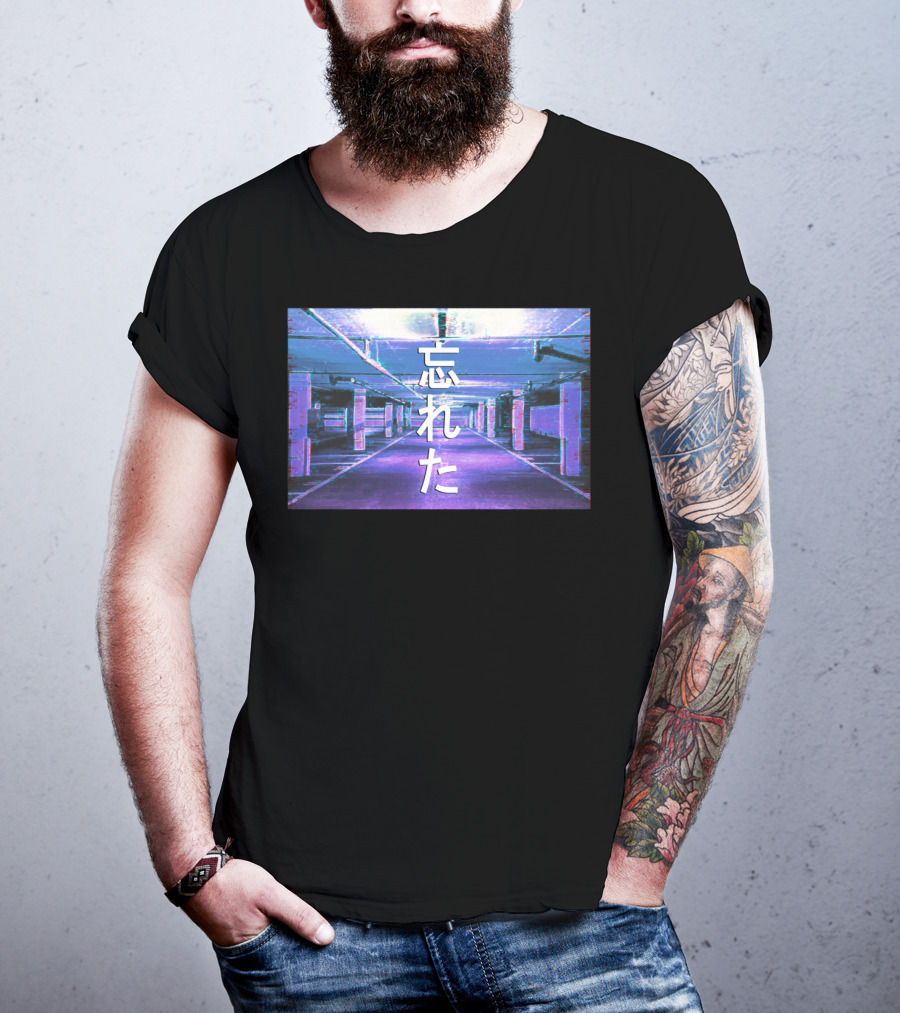Forgotten Vaporwave Aesthetic Underground Parking Scene Japanese Text T-Shirt