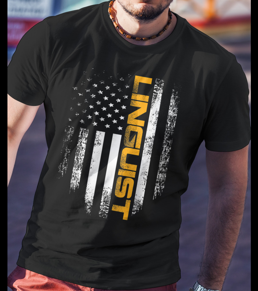 Vintage American USA Flag Linguist Cool T-Shirt
