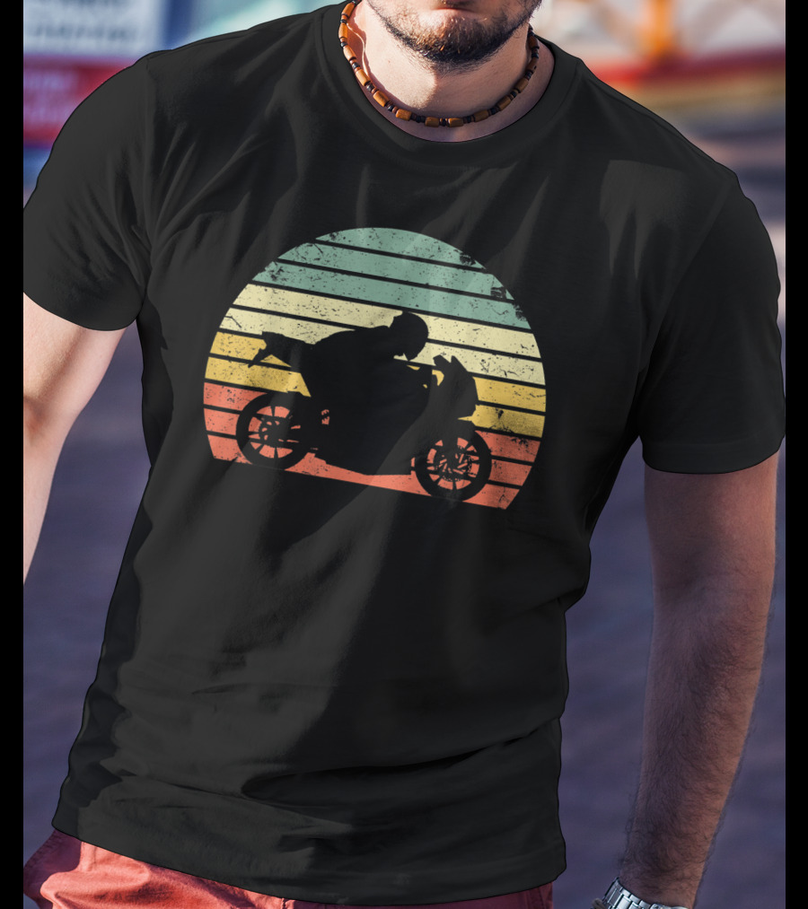 Vintage Biker Motorcycle Retro Sunset T-Shirt