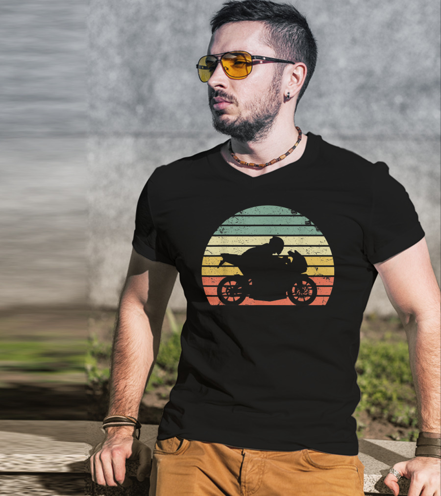 Vintage Biker Motorcycle Retro Sunset T-Shirt