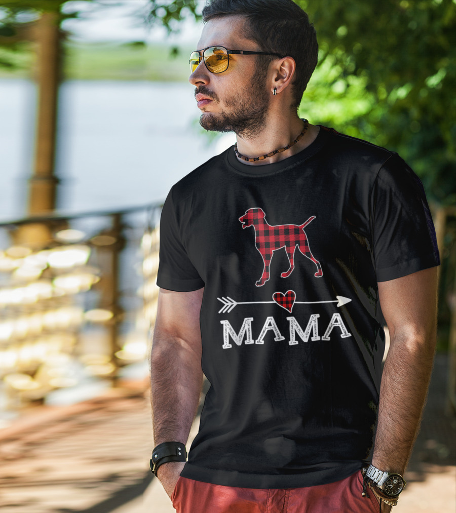 Red Plaid Weimaraner Heart Mama Dog Arrow T-Shirt