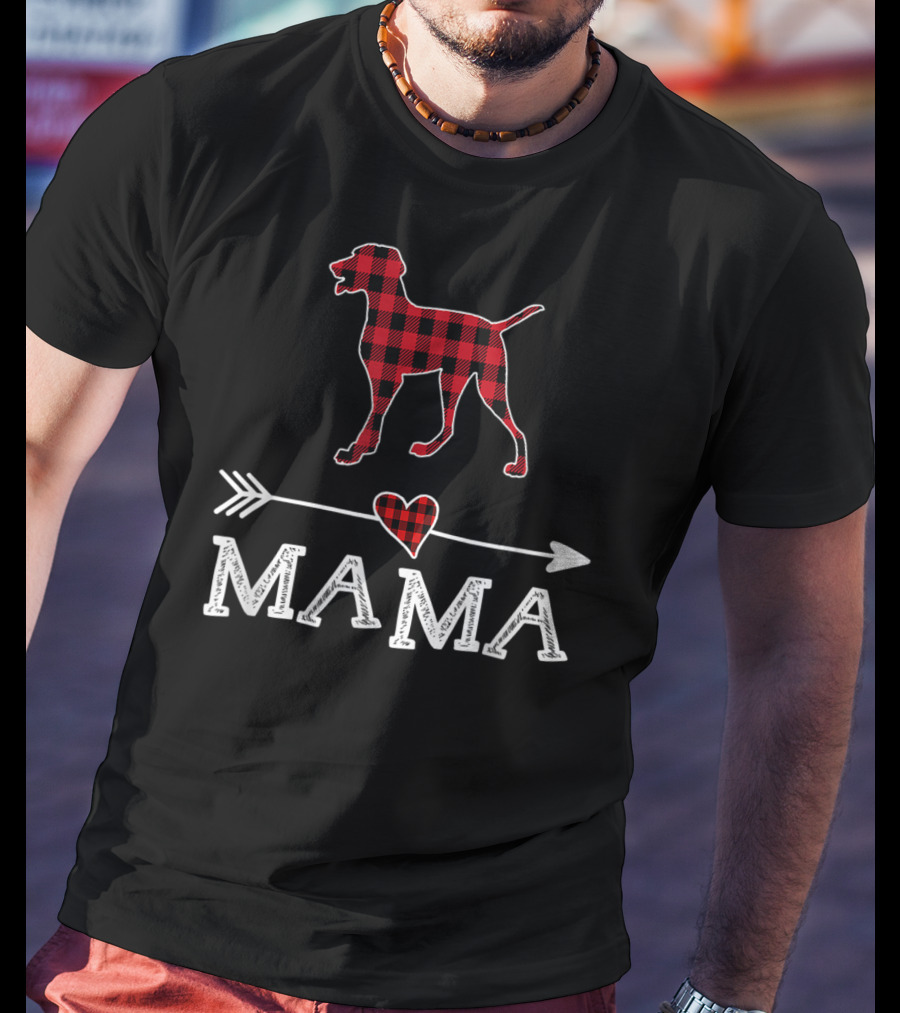 Red Plaid Weimaraner Heart Mama Dog Arrow T-Shirt