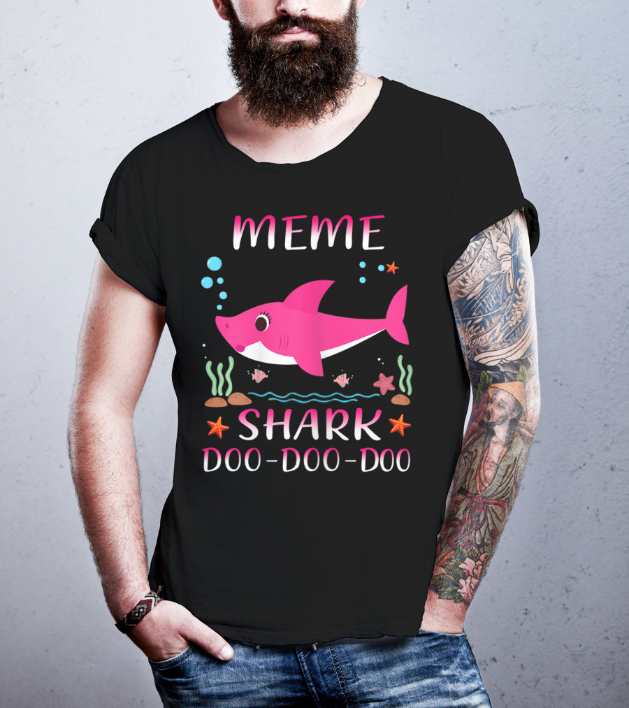 Meme Shark Doo-Doo-Doo Pink Cartoon T-Shirt