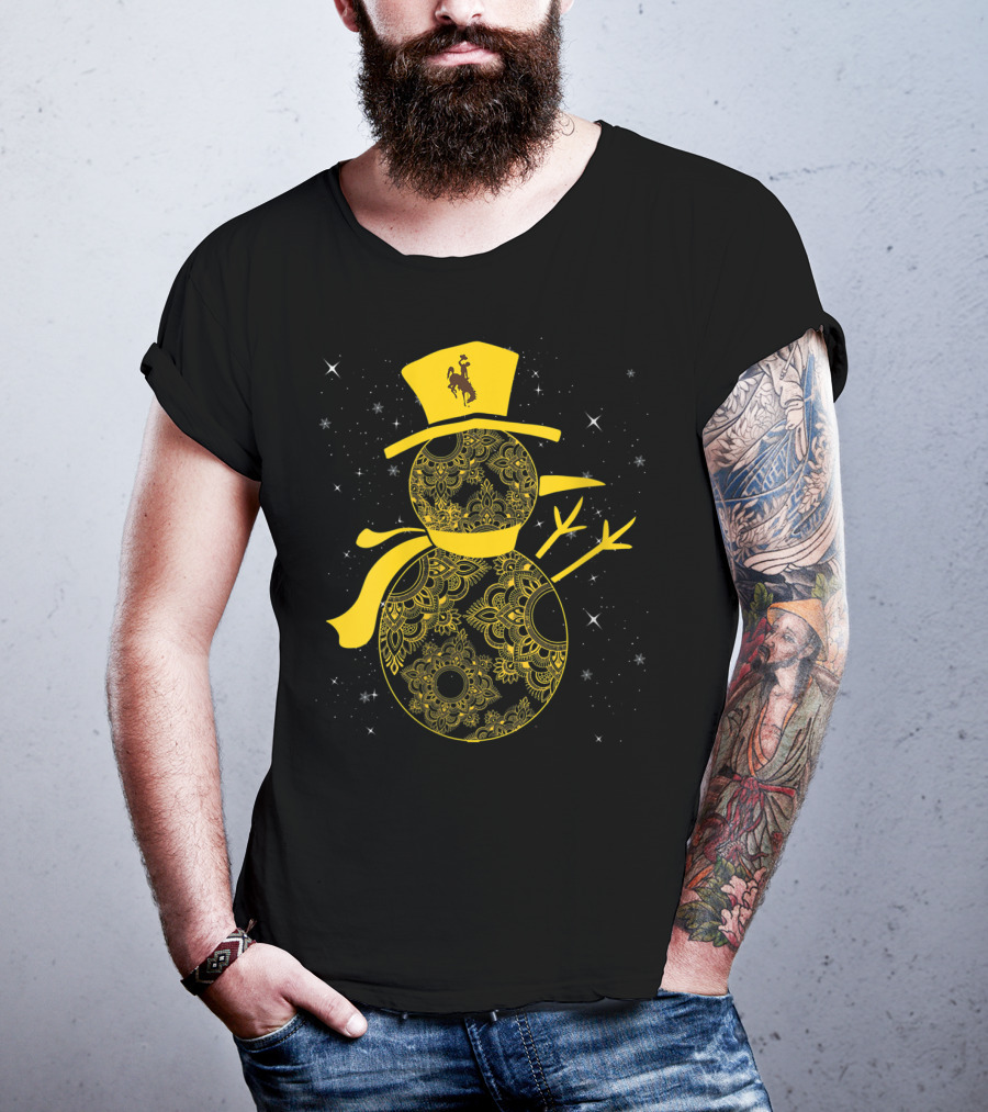 Wyoming Cowboys Mandala Snowman With Cowboy Hat T-Shirt