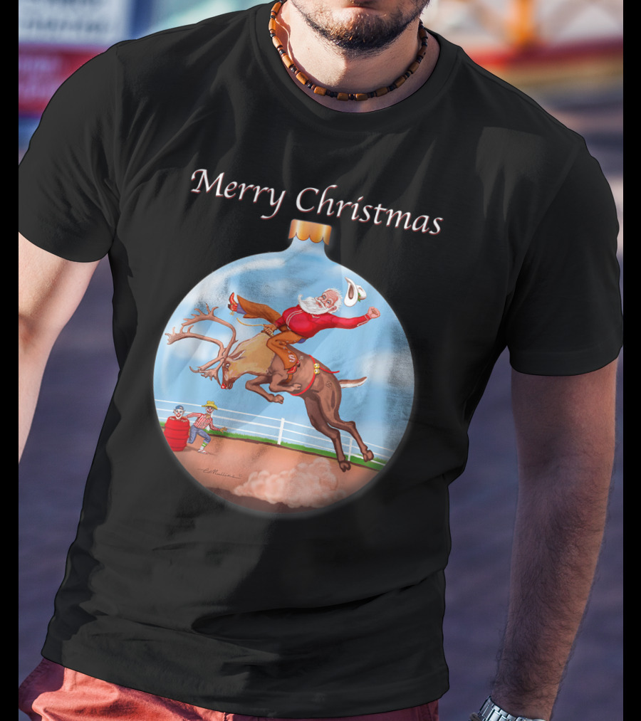 Merry Christmas Santa Claus Riding Rudolph T-Shirt