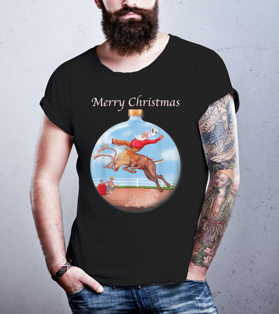 Merry Christmas Santa Claus Riding Rudolph T-Shirt