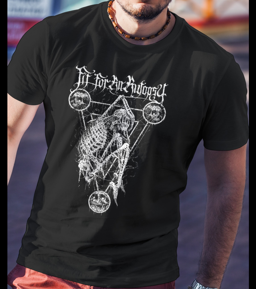 Fitforanautopsy Skeleton With Triangular Geometric Skull T-Shirt