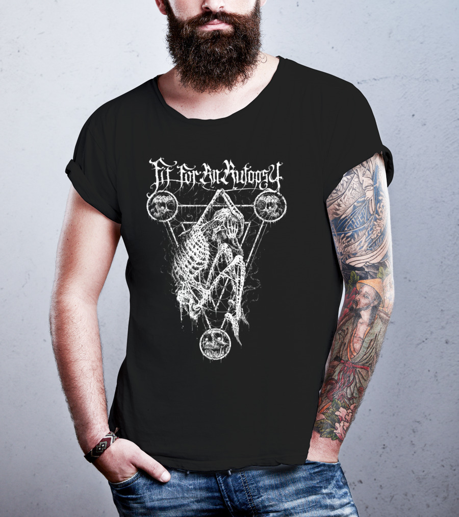 Fitforanautopsy Skeleton With Triangular Geometric Skull T-Shirt