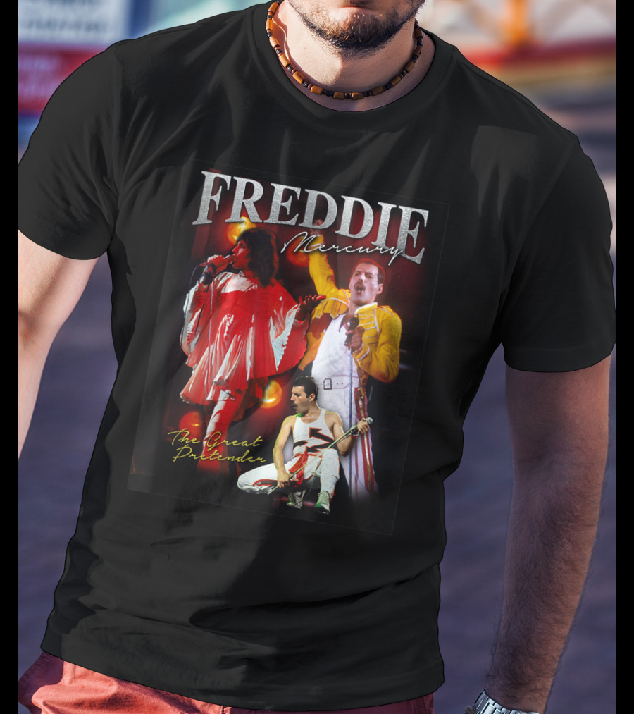 Freddie Mercury The Great Pretender Concert Image Montage T-Shirt