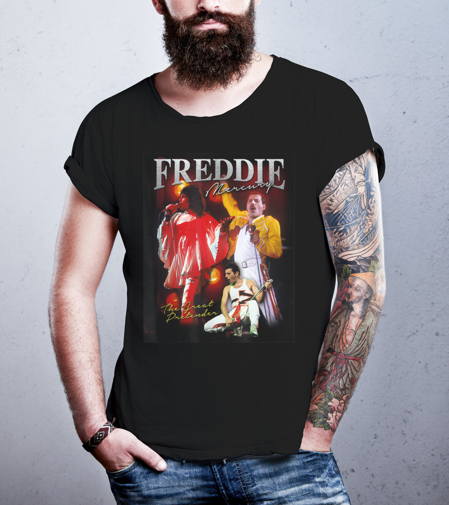 Freddie Mercury The Great Pretender Concert Image Montage T-Shirt
