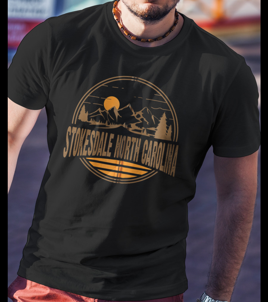 Stokesdale North Carolina Retro Mountain Sunset Scene T-Shirt