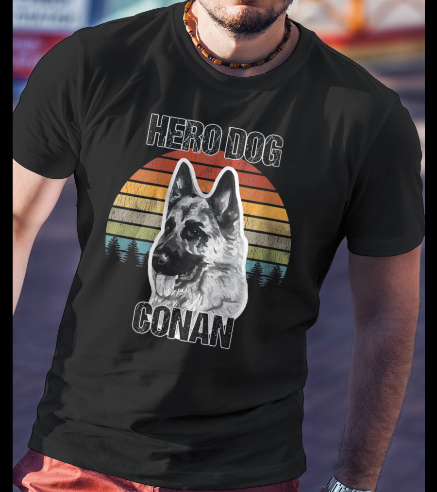 Hero Dog Conan Vintage Style Sunset Stripes T-Shirt