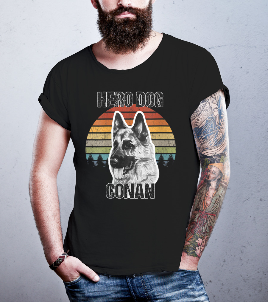 Hero Dog Conan Vintage Style Sunset Stripes T-Shirt