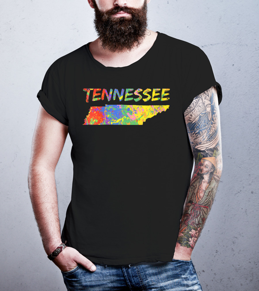 Tennessee Colorful State Outline Brush Stroke T-Shirt