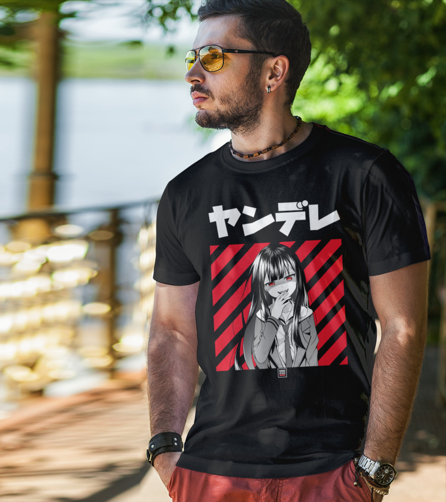 Yandere Japanese Anime Red Eyes Dark Hair Manga T-Shirt
