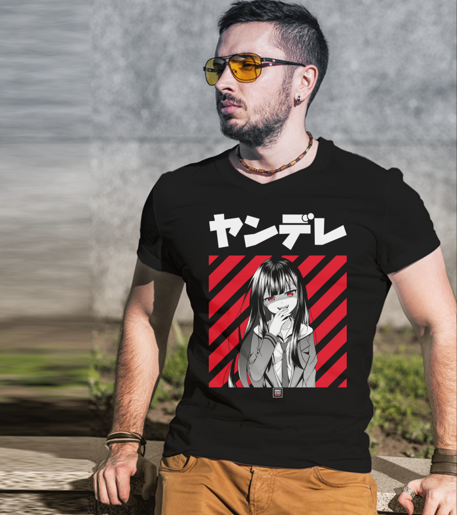 Yandere Japanese Anime Red Eyes Dark Hair Manga T-Shirt