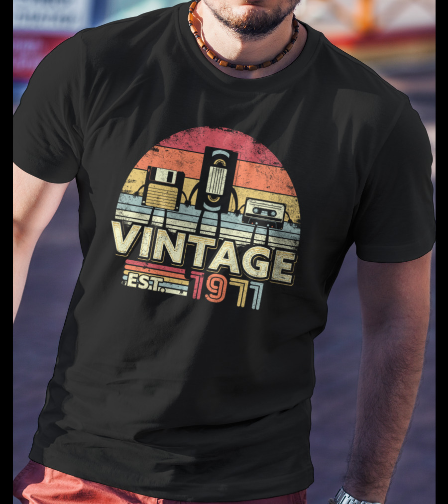 Vintage 1971 Est. Cassette Floppy Disk T-Shirt