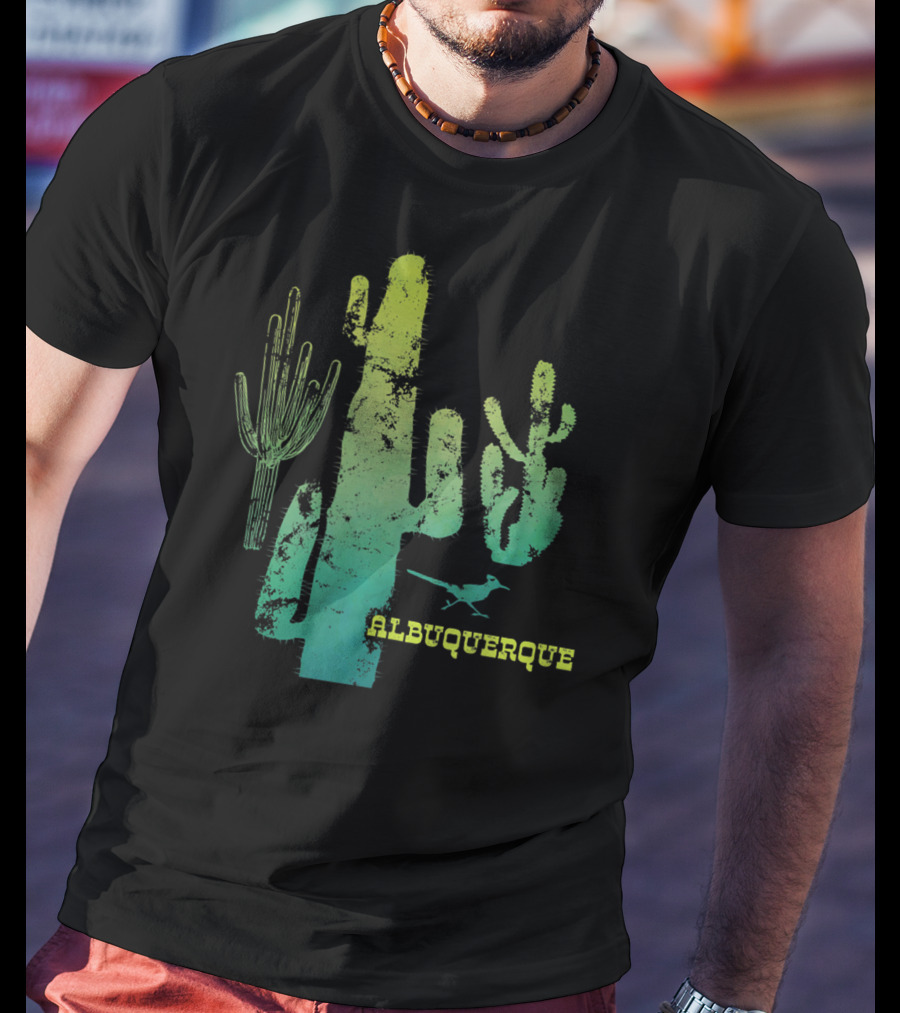 Albuquerque New Mexico Desert Cactus And Roadrunner T-Shirt