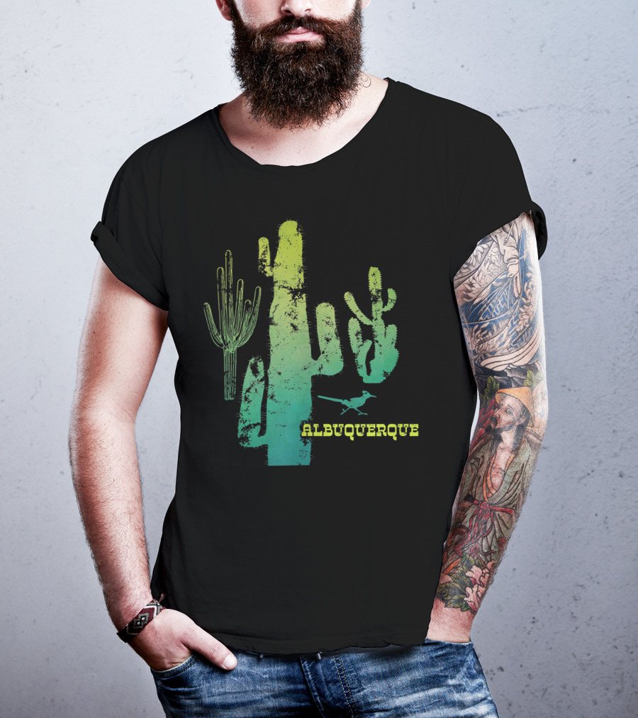 Albuquerque New Mexico Desert Cactus And Roadrunner T-Shirt