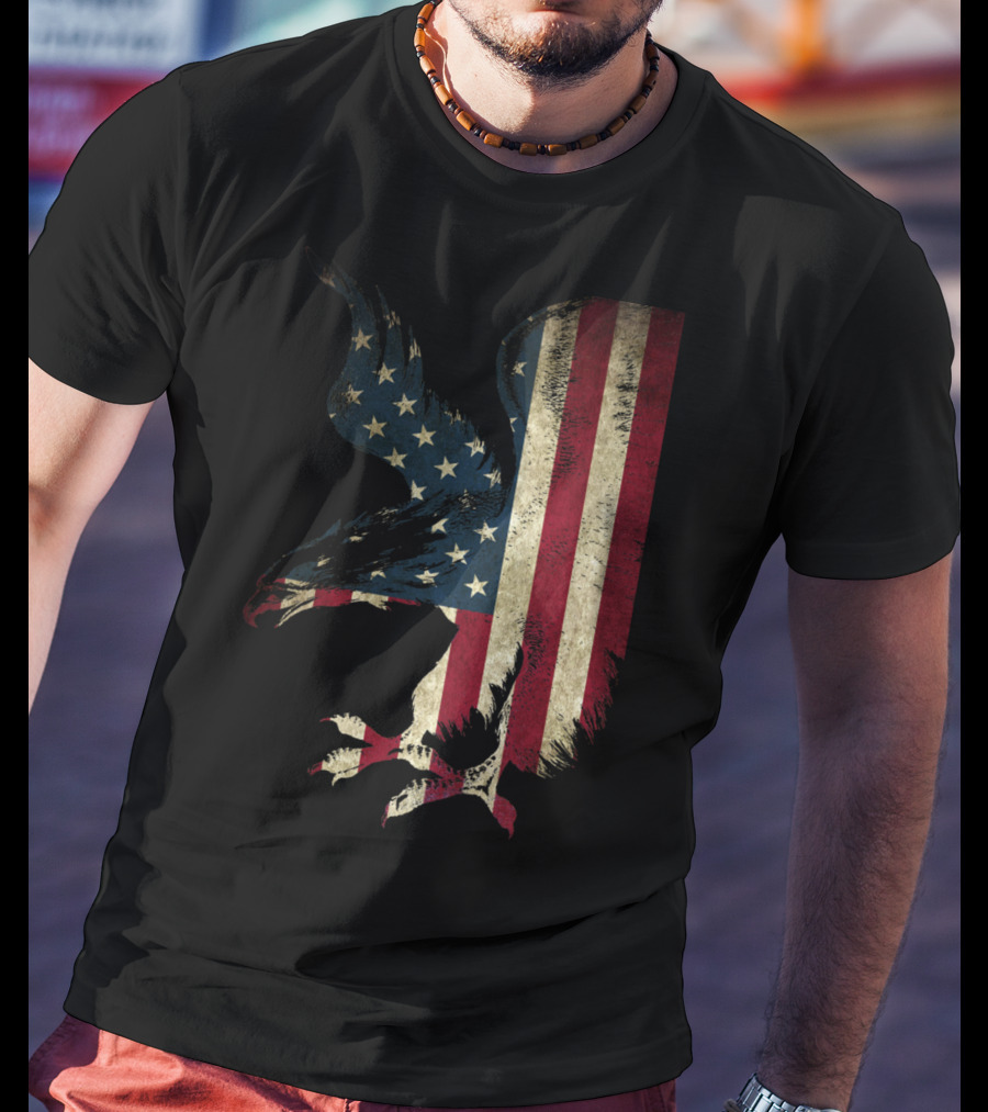American Patriot Freedom Bald Eagle USA Flag T-Shirt