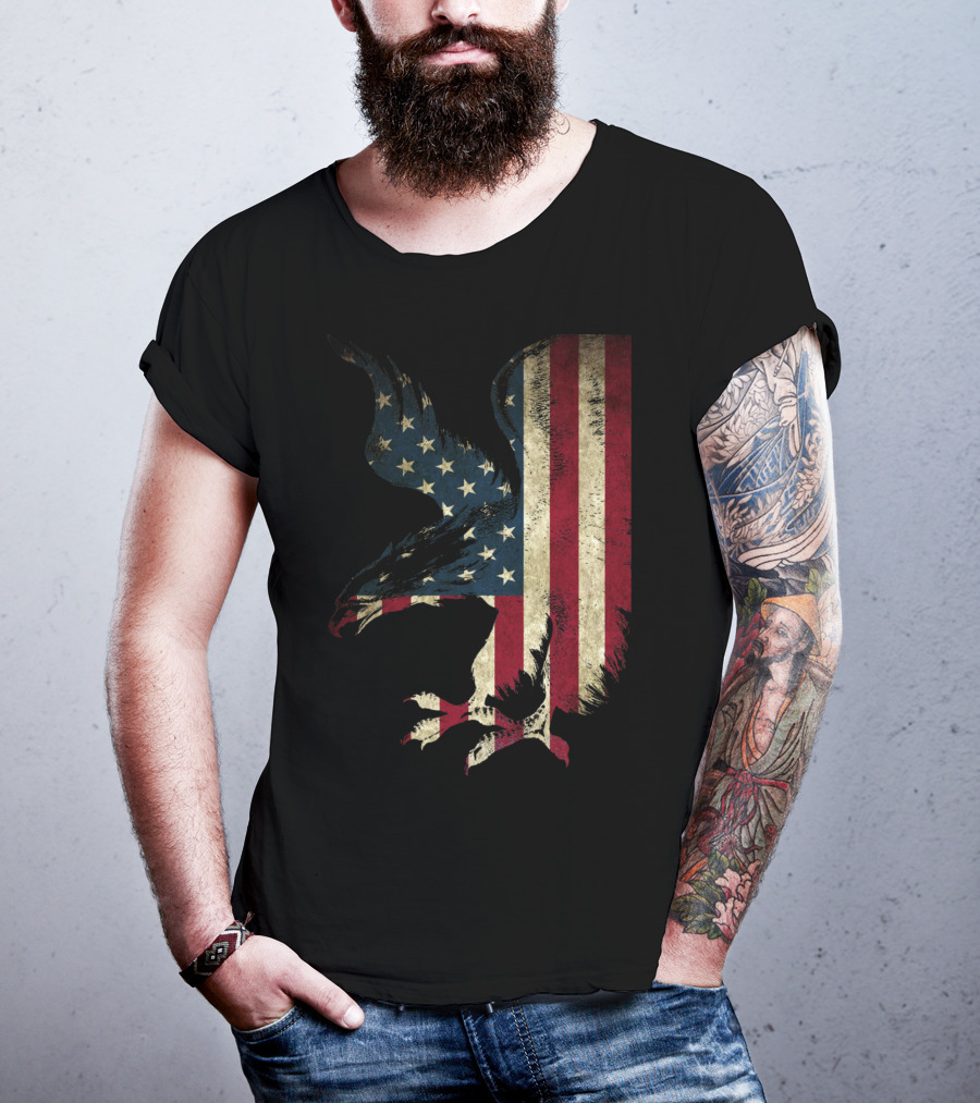 American Patriot Freedom Bald Eagle USA Flag T-Shirt