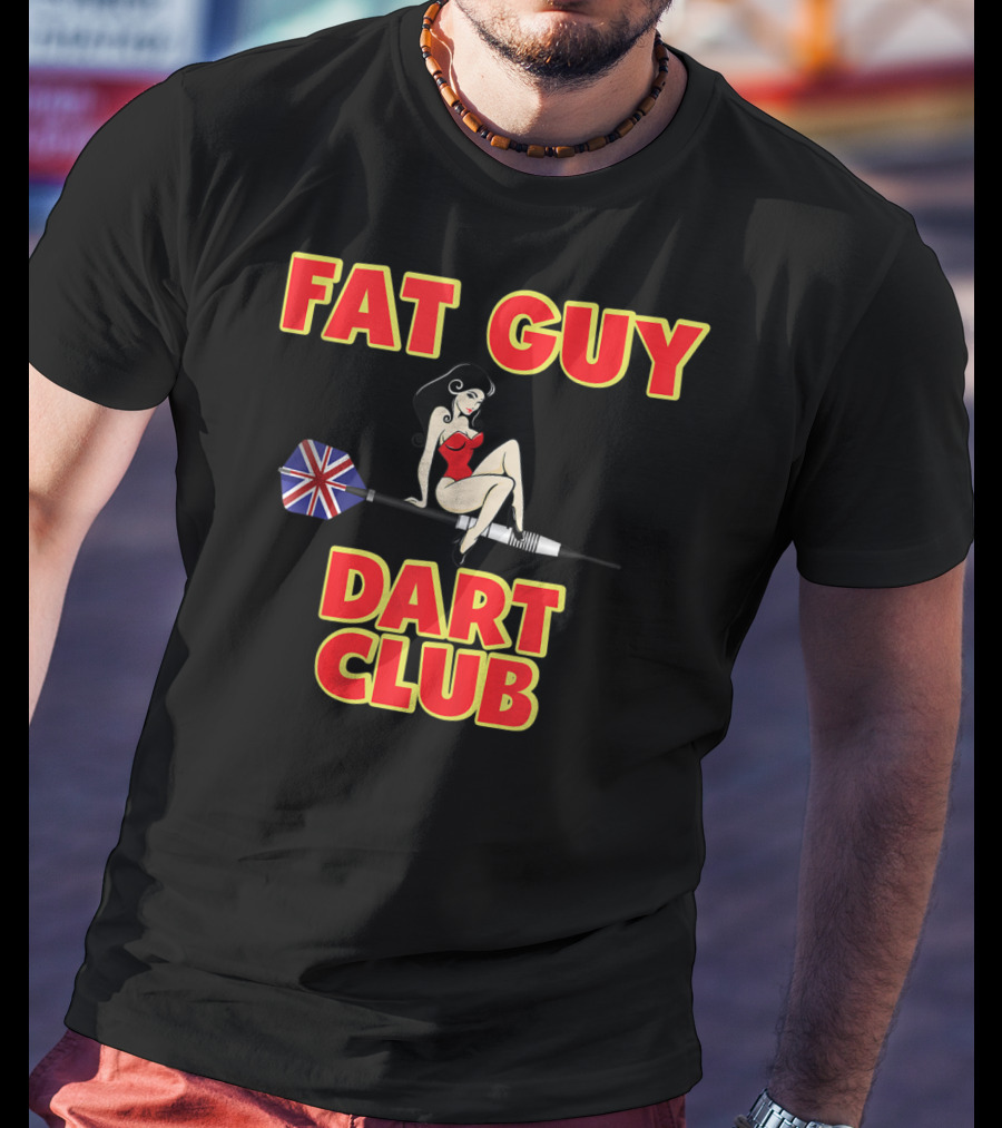 Fat Guy Dart Club Funny Darts Bar Games UK Union Jack T-Shirt