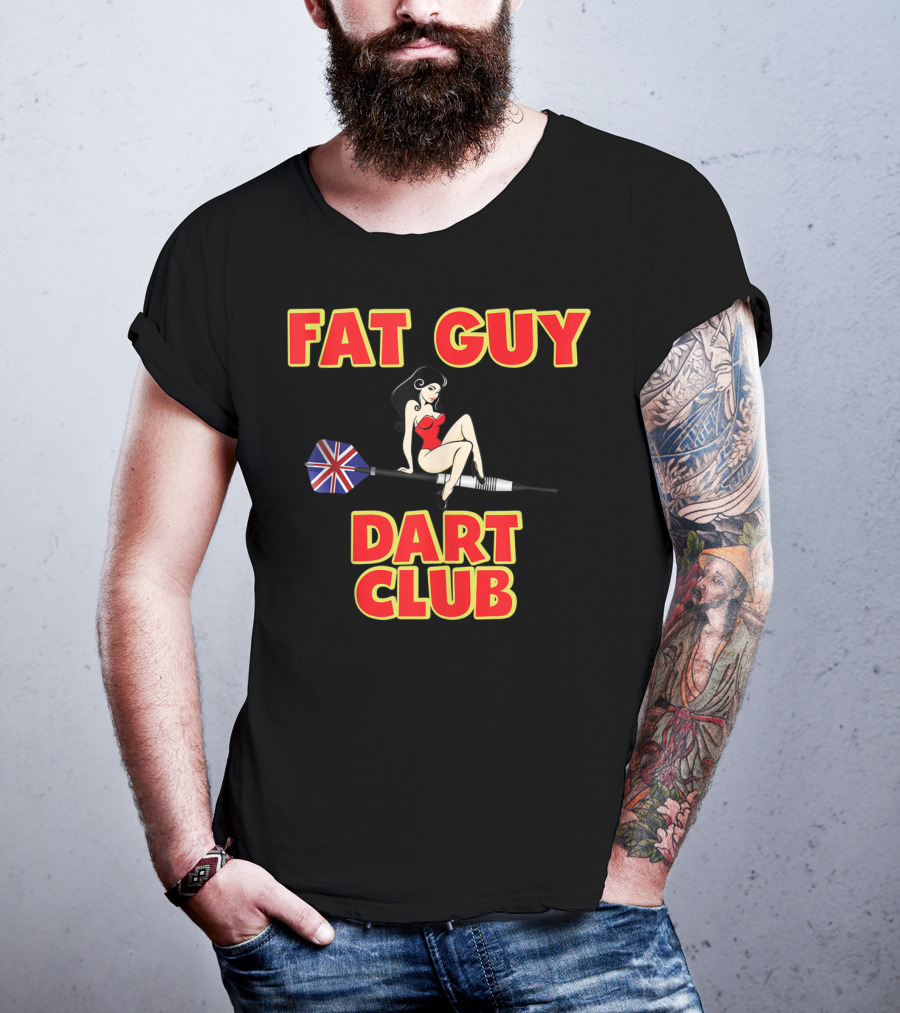 Fat Guy Dart Club Funny Darts Bar Games UK Union Jack T-Shirt