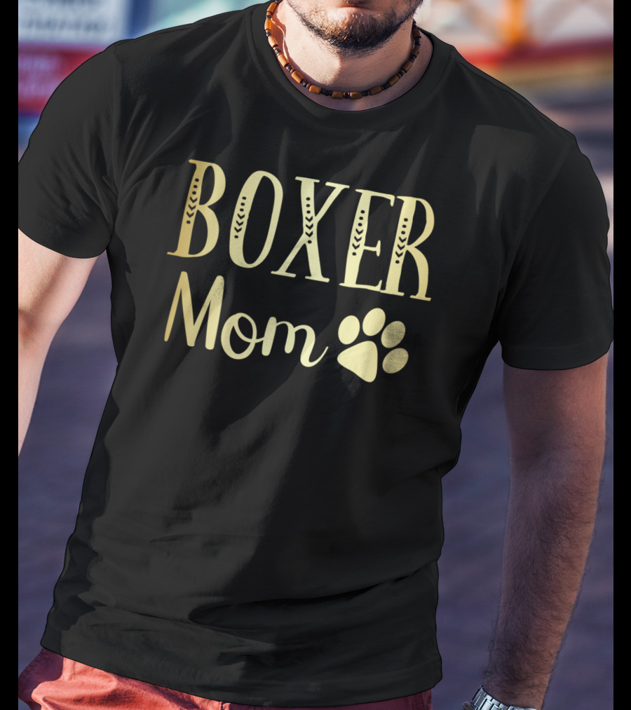 Boxer Mom Funny Dog Lovers Owner Womens Girls Paw Prints T-Shirt