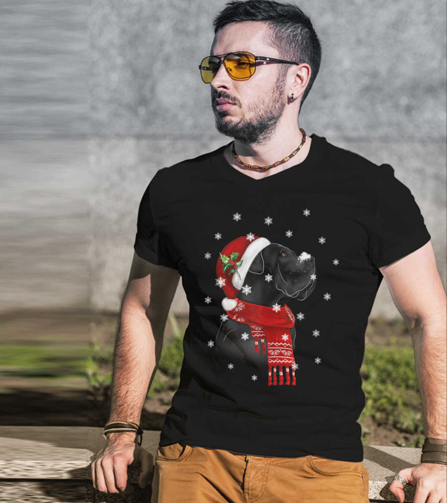 Cane Corso Christmas Tree Xmas For Cane Corso With Santa Hat And Snowflakes T-Shirt