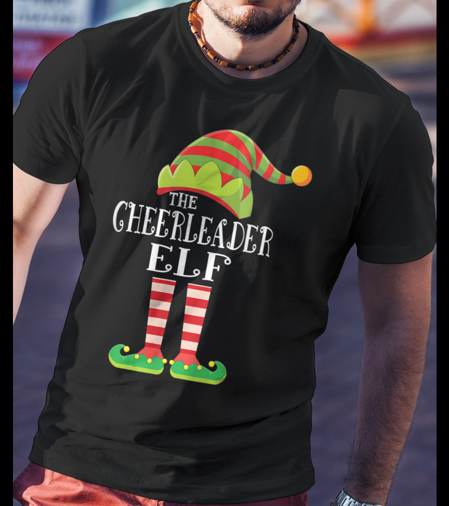 The Cheerleader Elf Matching Family Group Festive Holiday T-Shirt