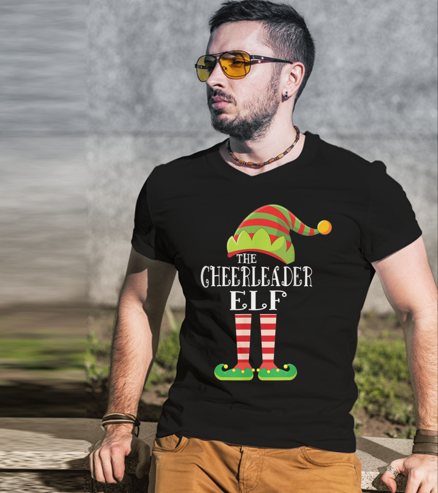The Cheerleader Elf Matching Family Group Festive Holiday T-Shirt