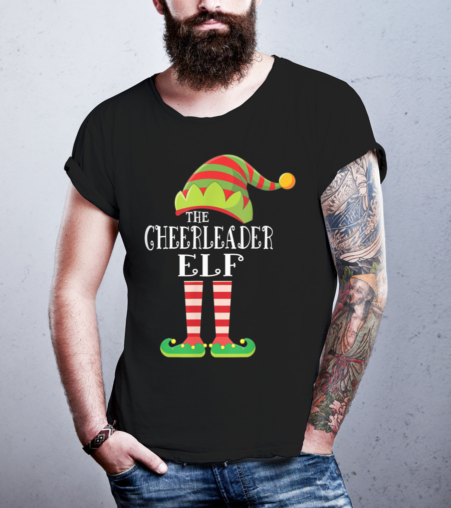 The Cheerleader Elf Matching Family Group Festive Holiday T-Shirt