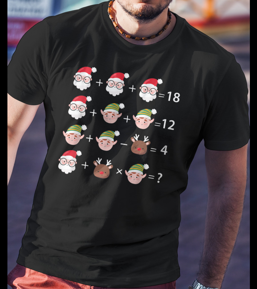 Christmas Math Quiz Santa Claus Elf Reindeer Equation T-Shirt