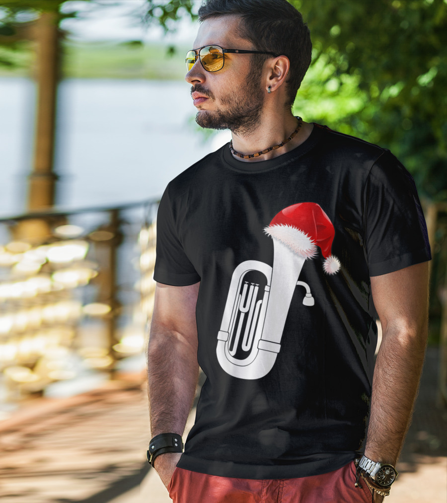 Christmas Tuba Santa Band Players Festive Holiday Instrument T-Shirt