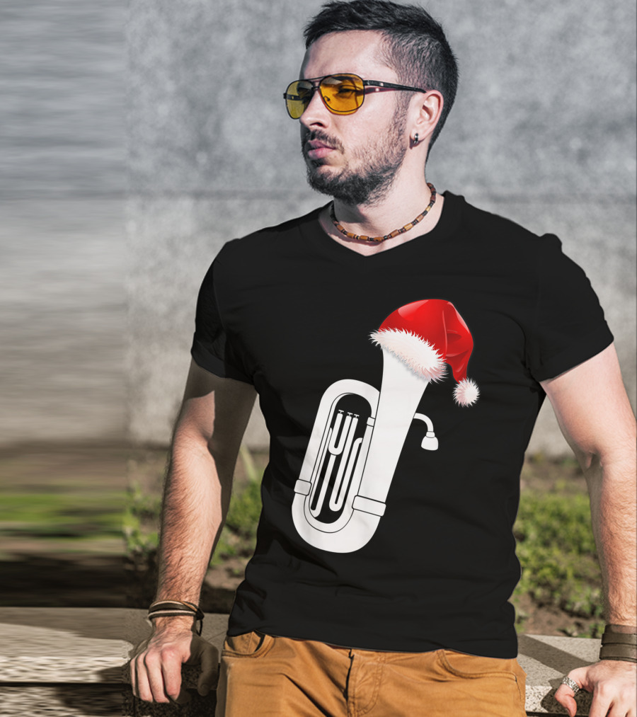 Christmas Tuba Santa Band Players Festive Holiday Instrument T-Shirt