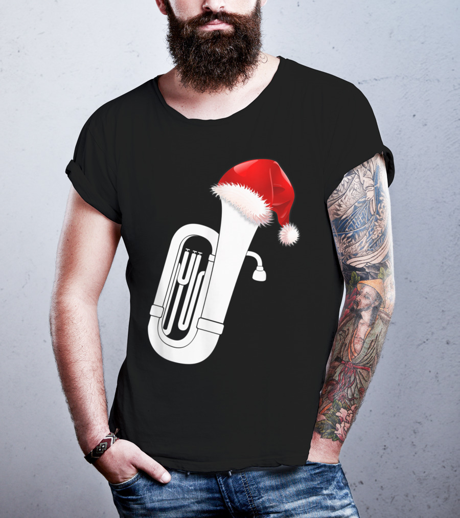 Christmas Tuba Santa Band Players Festive Holiday Instrument T-Shirt