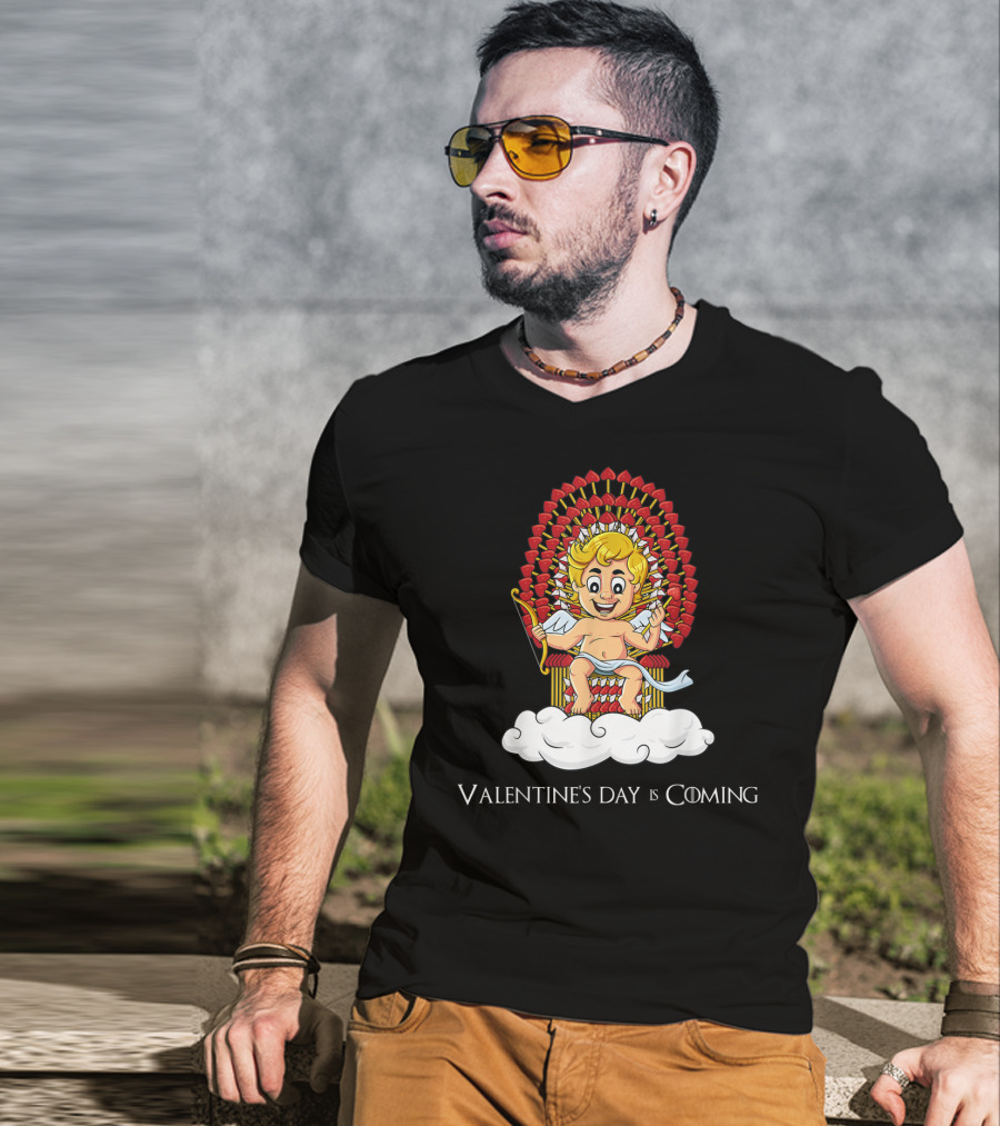 Valentine's Day Is Coming Cupid Arrows Throne T-Shirt