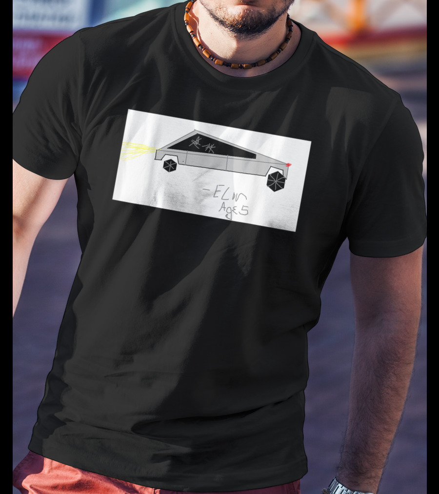 Cyber Futuristic Truck Drawing By Elon Age 5 Child Auto T-Shirt