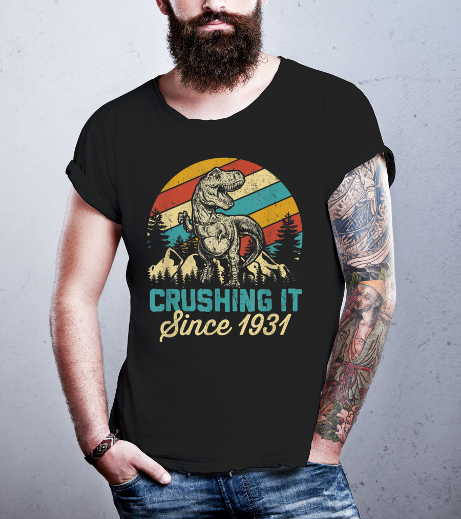 Crushing It Since 1931 Dinosaur 89Th Years Old Birthday Boy T-Shirt