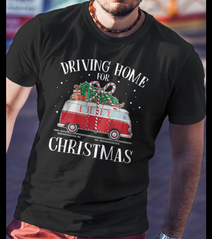 Driving Home For Christmas Red Van With Gifts And Snowflakes T-Shirt
