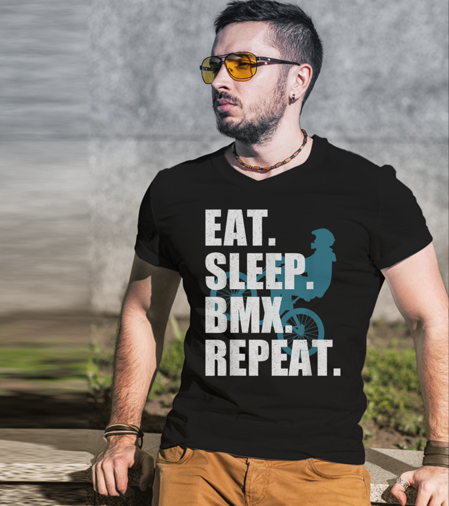 Eat Sleep BMX Repeat Funny Vintage BMX Rider T-Shirt